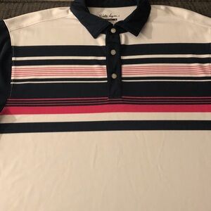 Walter Hagen Navy and White hot pink  Polo Golf Shirt large Hydro-Dri preppy